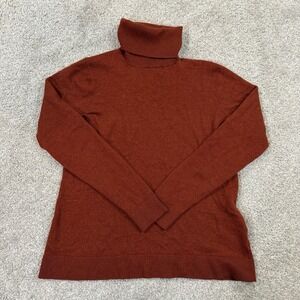 Pendleton Turtleneck Sweater Rust Women L Merino Wool Knit Pullover Minimalist